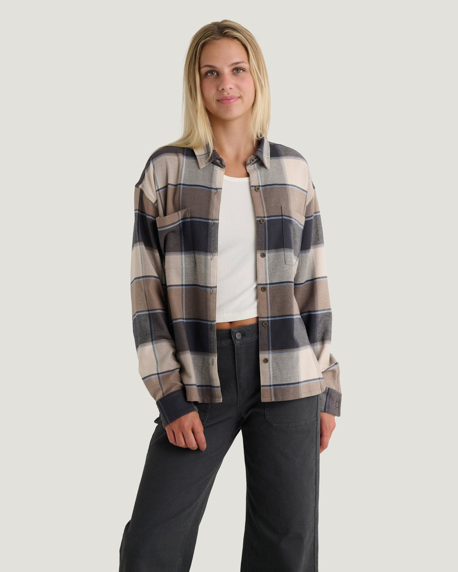 PLAID ANTHRACITE SEAWOOL FLANNEL SHIRT
