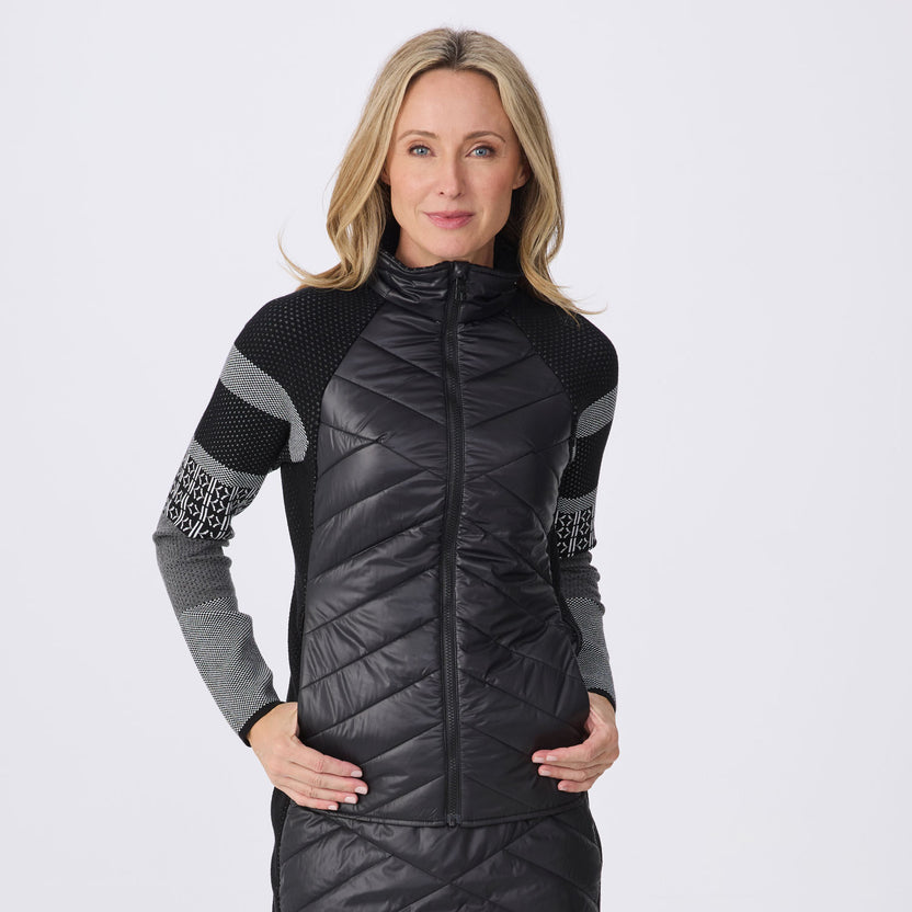 BLACK POINTELLE SWITCHBACK JACKET
