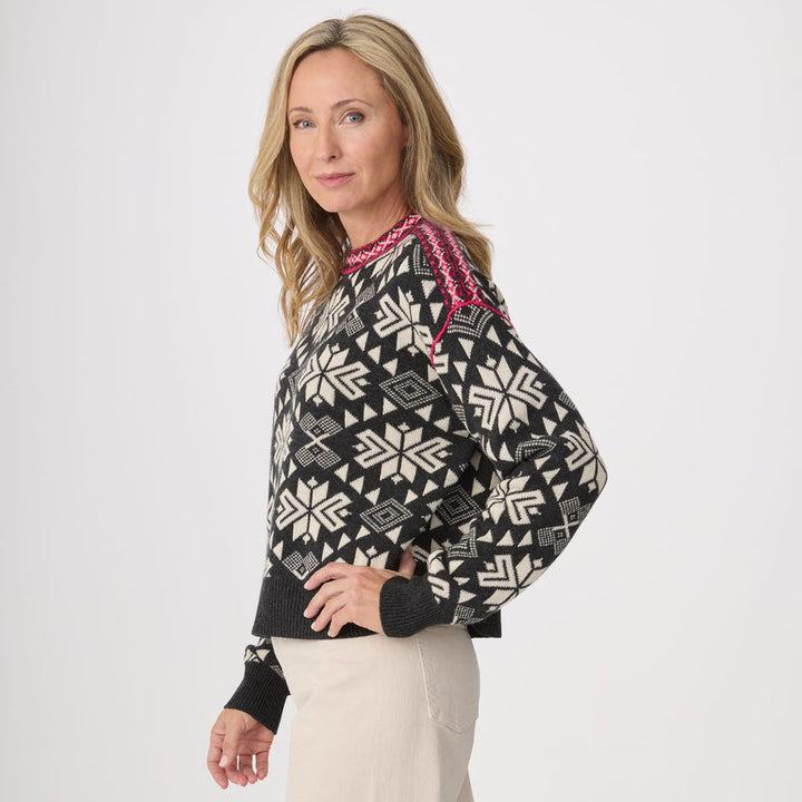 ALMA HEATHER BLACK CREW NECK SWEATER