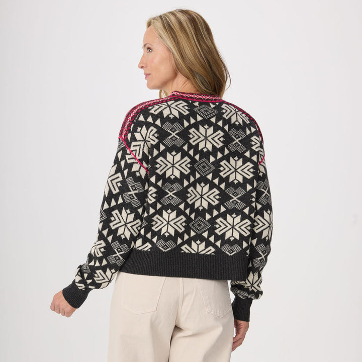 ALMA HEATHER BLACK CREW NECK SWEATER