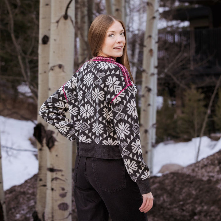 ALMA HEATHER BLACK CREW NECK SWEATER
