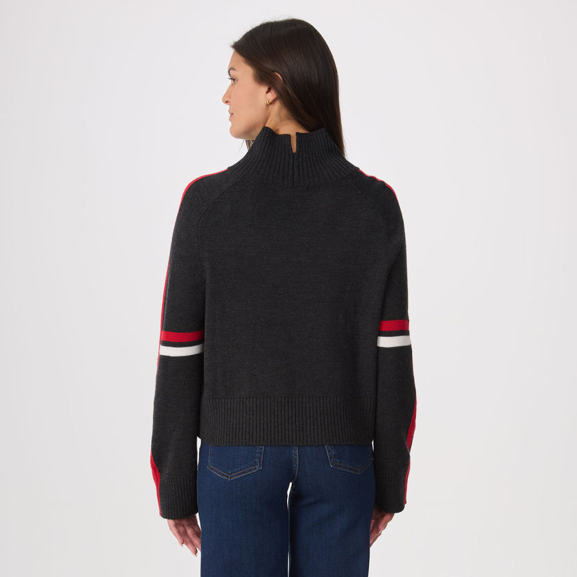 WREN HEATHER BLACK MOCK NECK SNOWFLAKE SWEATER