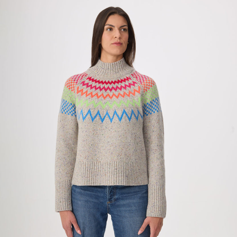 LARA HEATHER SILVER MOCK NECK SWEATER
