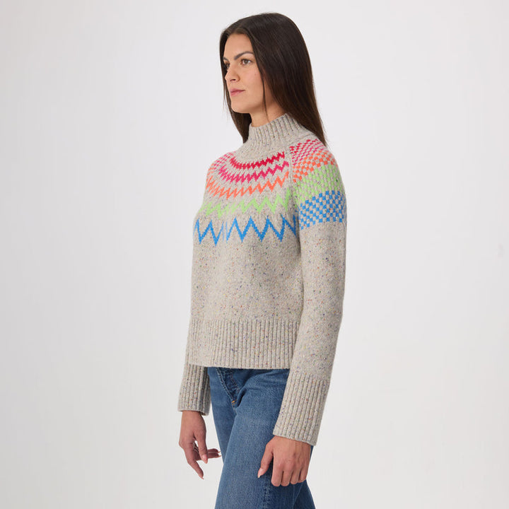 LARA HEATHER SILVER MOCK NECK SWEATER