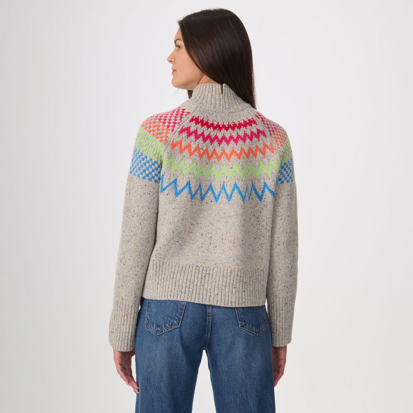LARA HEATHER SILVER MOCK NECK SWEATER