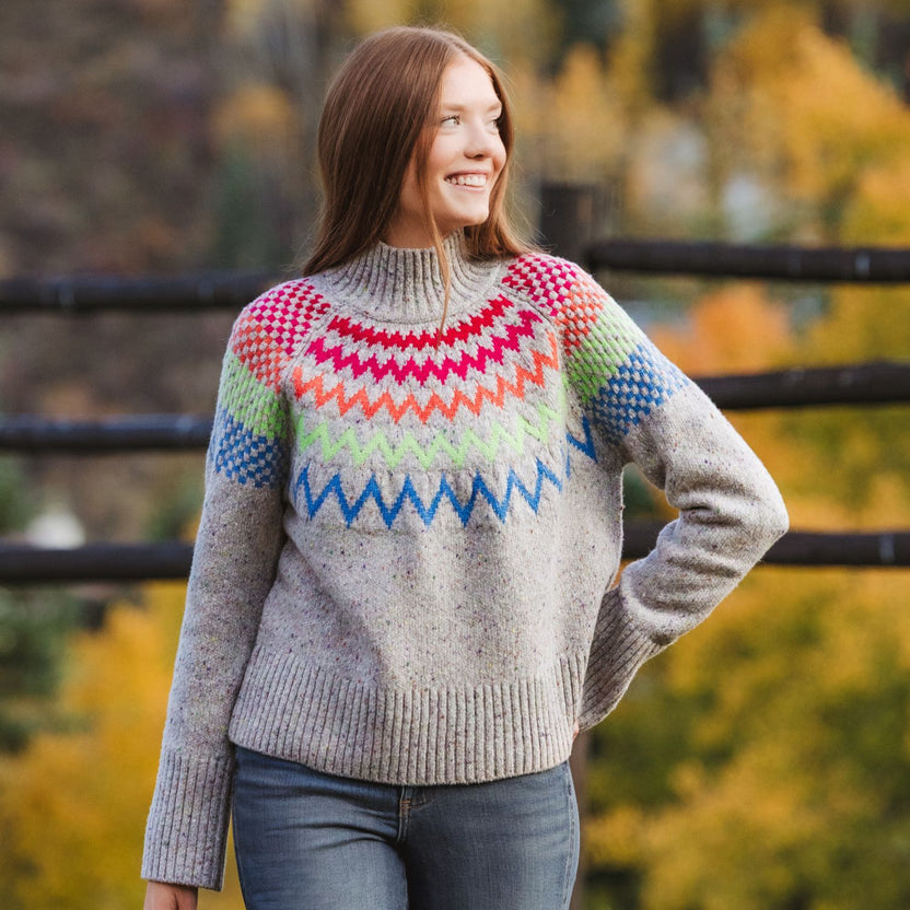 LARA HEATHER SILVER MOCK NECK SWEATER