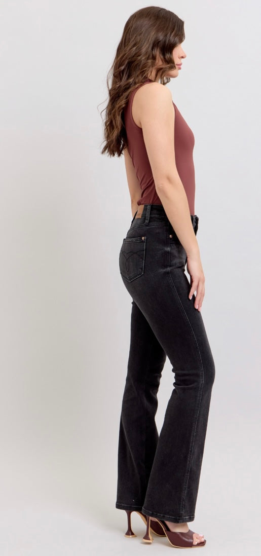 SEVDA BLACK HIGH WAIST TUMMY CONTROL BOOTCUT JEANS