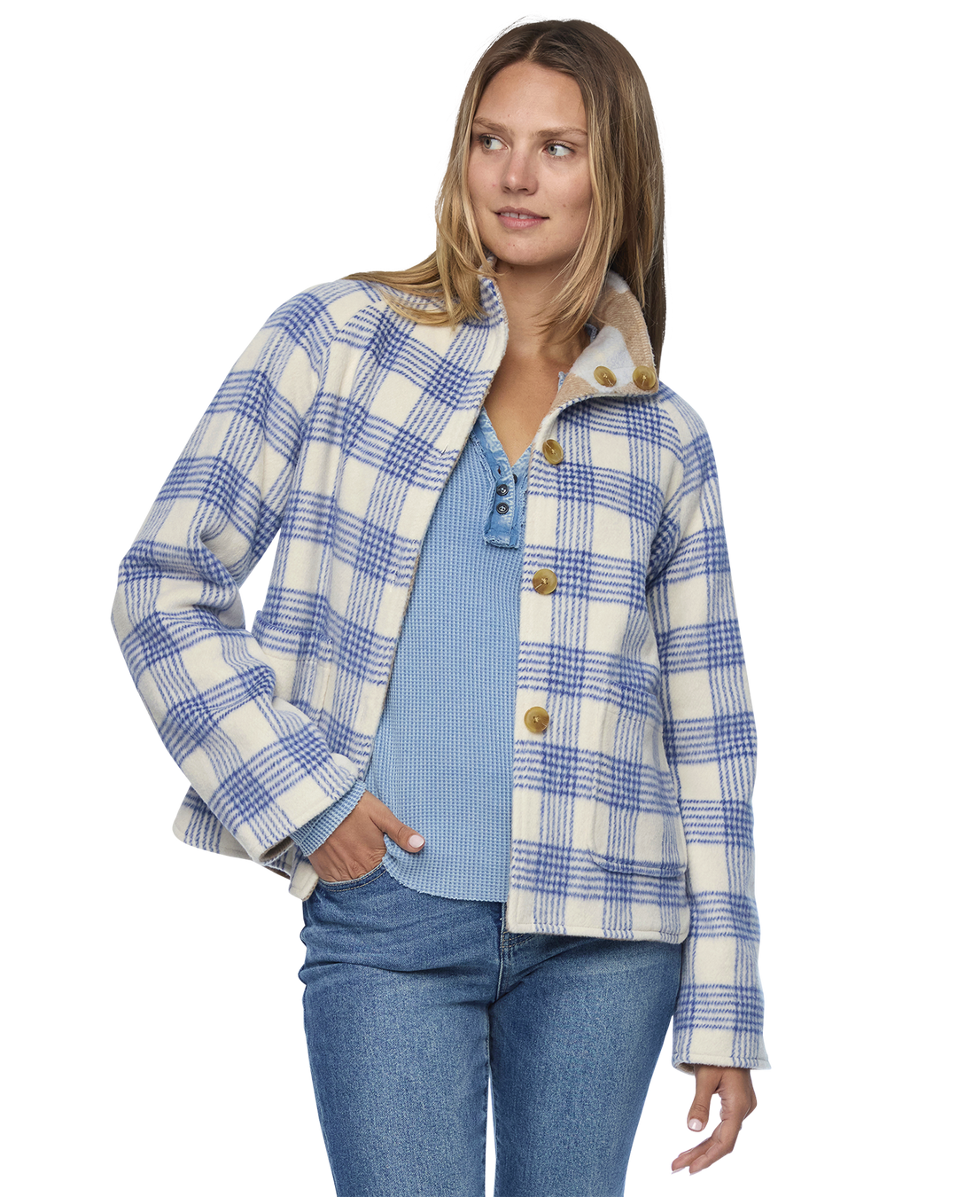 KATY BLUE REVERSIBLE CHECK JACKET