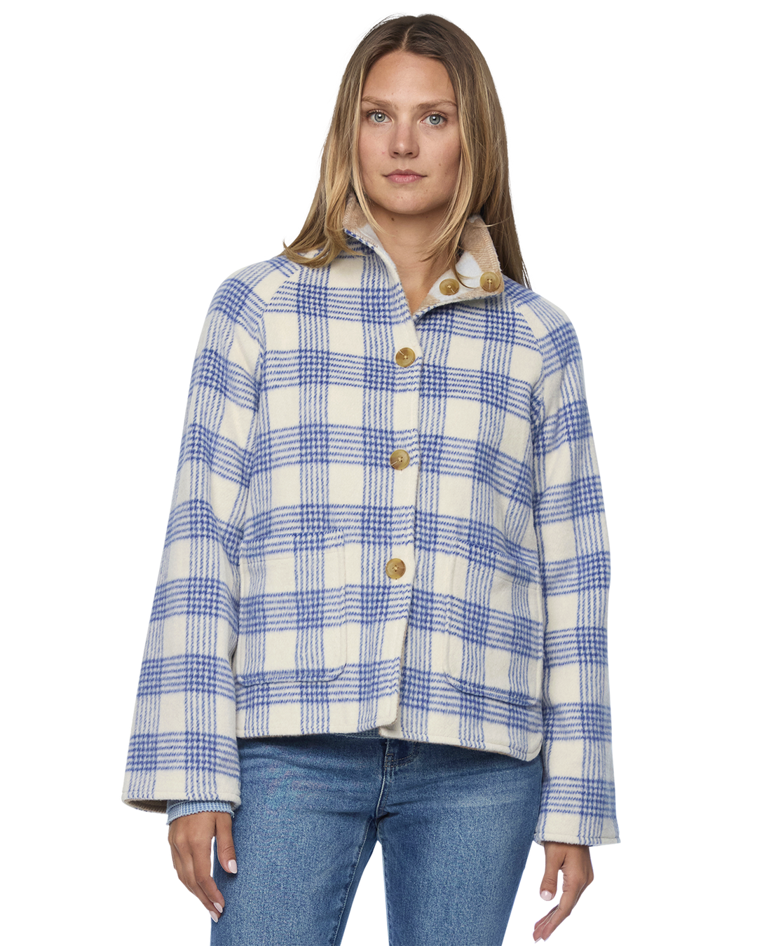 KATY BLUE REVERSIBLE CHECK JACKET