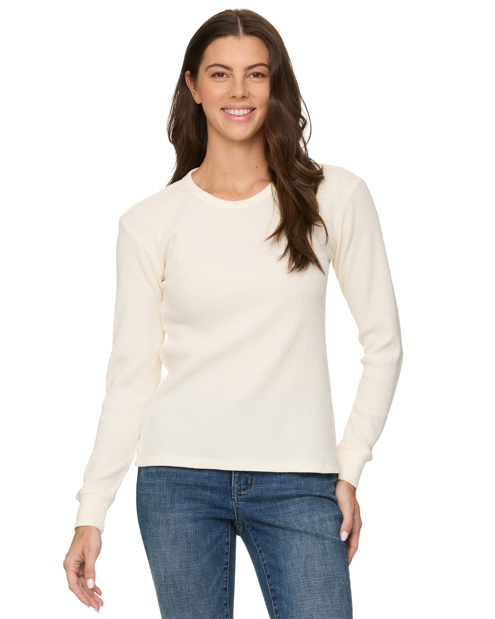 ECRU FAYSTON WAFFLE CREW KNIT TOP
