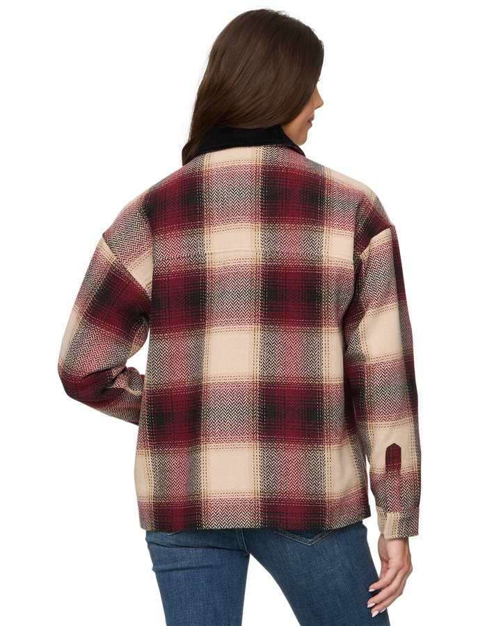 BLAKELY PLAID CHORE JACKET WITH CORD COLLAR