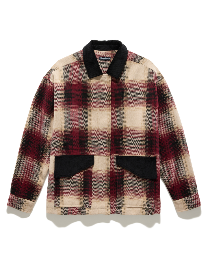 BLAKELY PLAID CHORE JACKET WITH CORD COLLAR