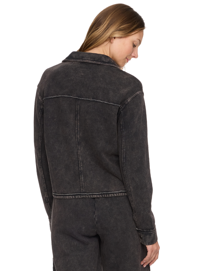 CHARLOTTE WASHED BLACK FRENCH TERRY JACKET