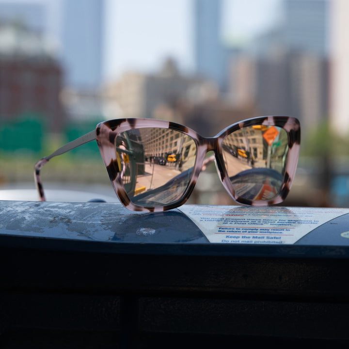 BECKY II Himalayan Tortoise Taupe Mirror Polarized Sunglasses