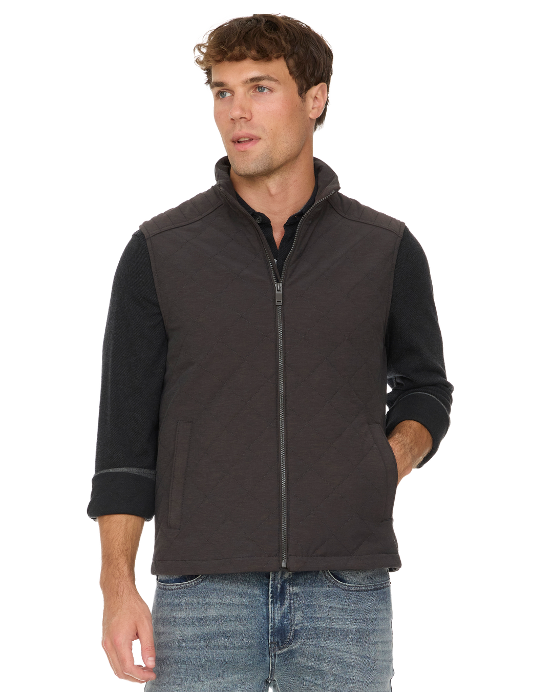 MEN'S CHARCOAL CHAPLIN QUILTED VEST