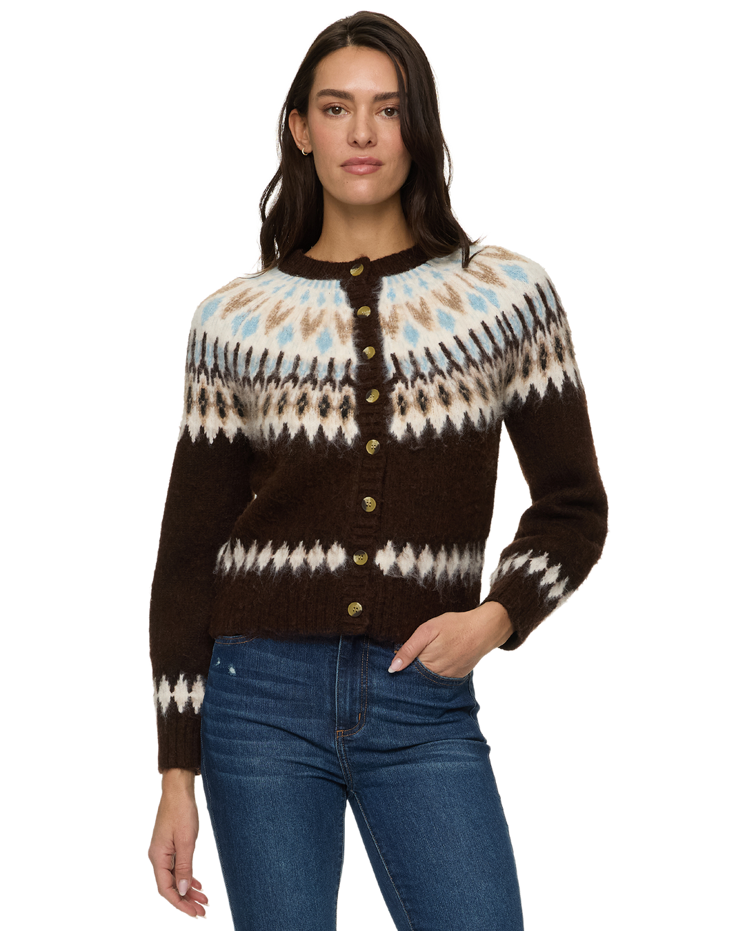 AMAL FAIR ISLE CARDIGAN SWEATER