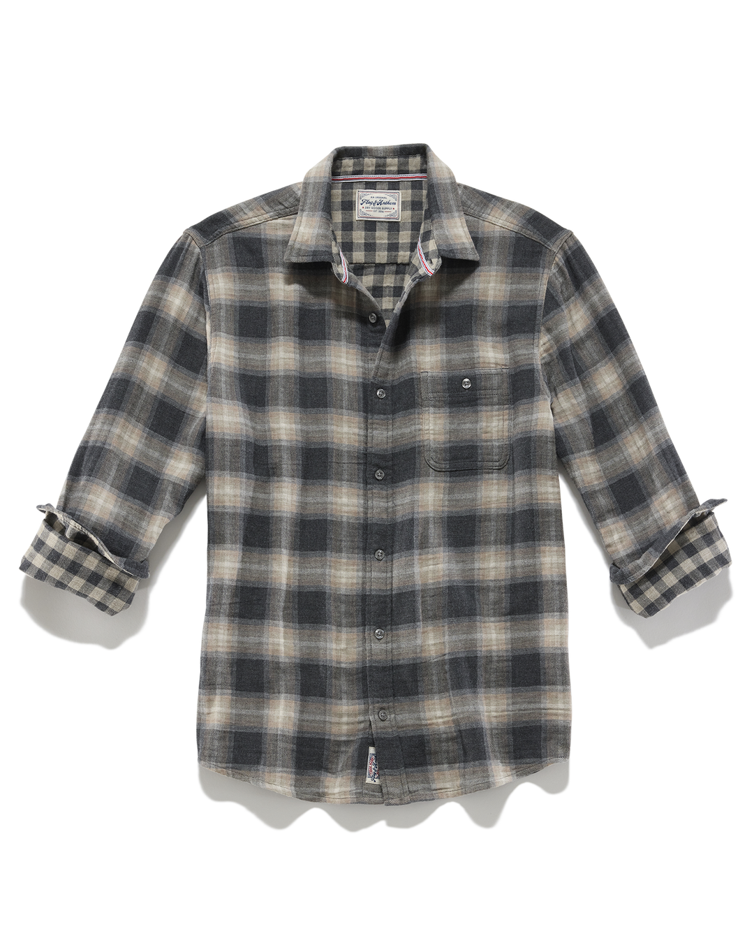 MEN'S REPTON CHARCOAL/TAUPE DOUBLE LAYER PLAID SHIRT