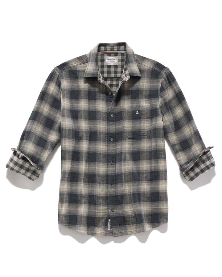 MEN'S REPTON CHARCOAL/TAUPE DOUBLE LAYER PLAID SHIRT