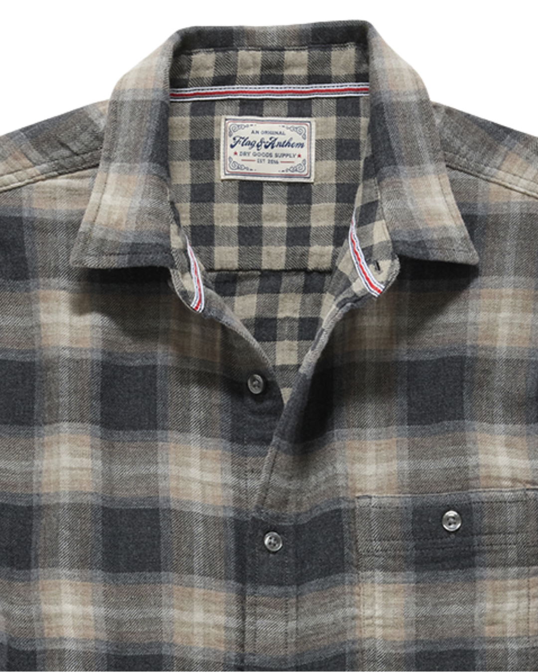 MEN'S REPTON CHARCOAL/TAUPE DOUBLE LAYER PLAID SHIRT