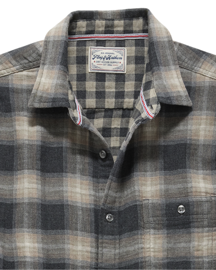 MEN'S REPTON CHARCOAL/TAUPE DOUBLE LAYER PLAID SHIRT