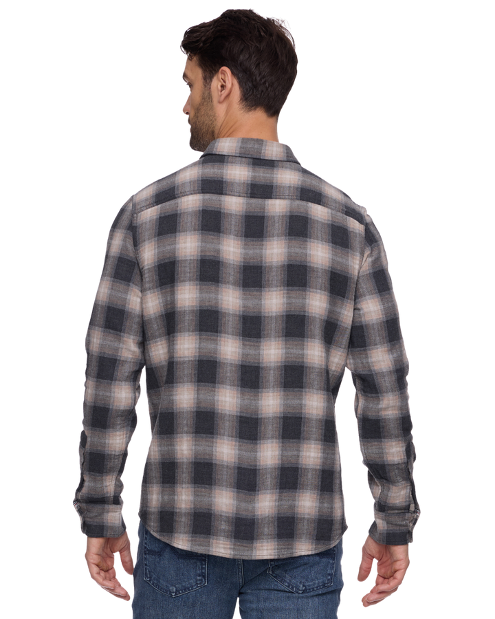 MEN'S REPTON CHARCOAL/TAUPE DOUBLE LAYER PLAID SHIRT