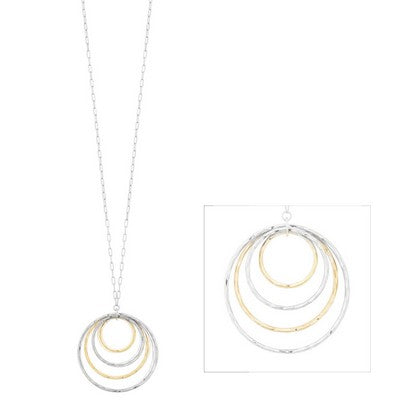 FAZIO LONG GOLD & SILVER CIRCLE RINGS NECKLACE