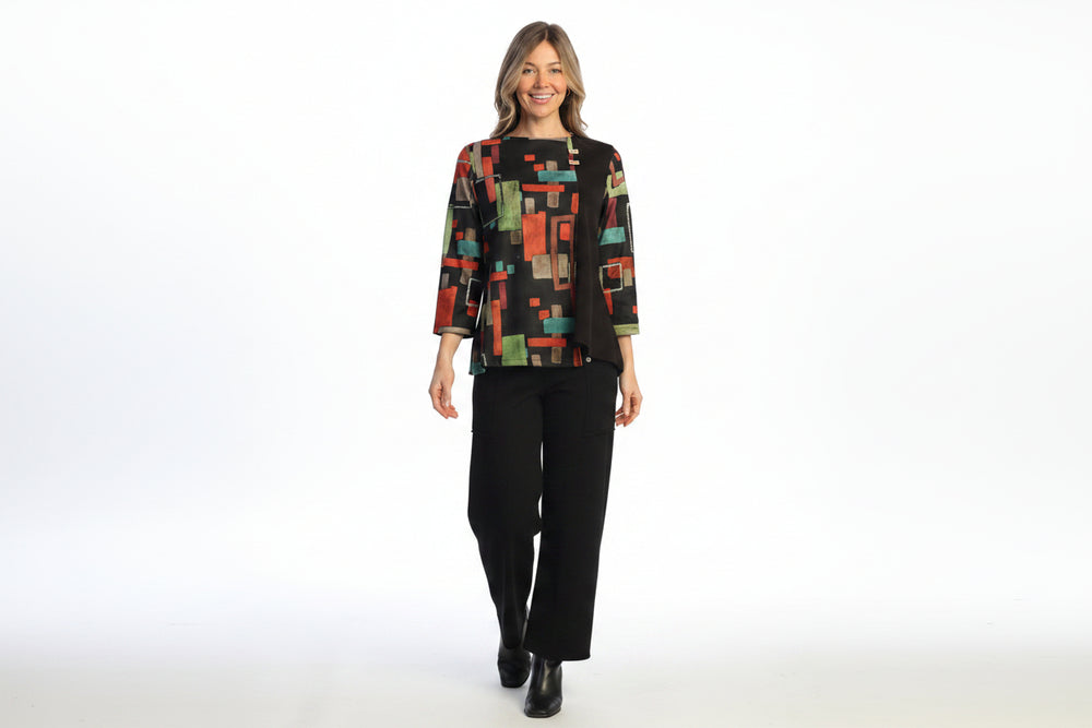 URBANA 3/4 SLEEVE SIDE SLIT TUNIC TOP
