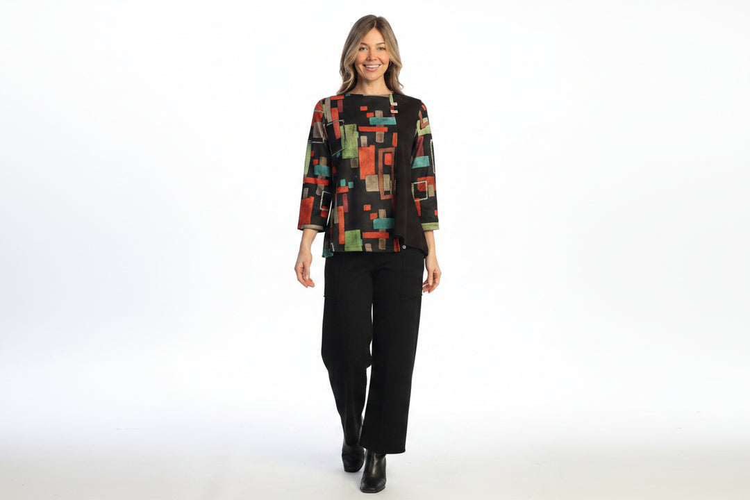 URBANA 3/4 SLEEVE SIDE SLIT TUNIC TOP