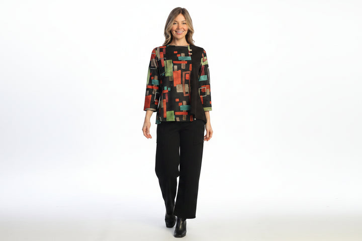 URBANA 3/4 SLEEVE SIDE SLIT TUNIC TOP