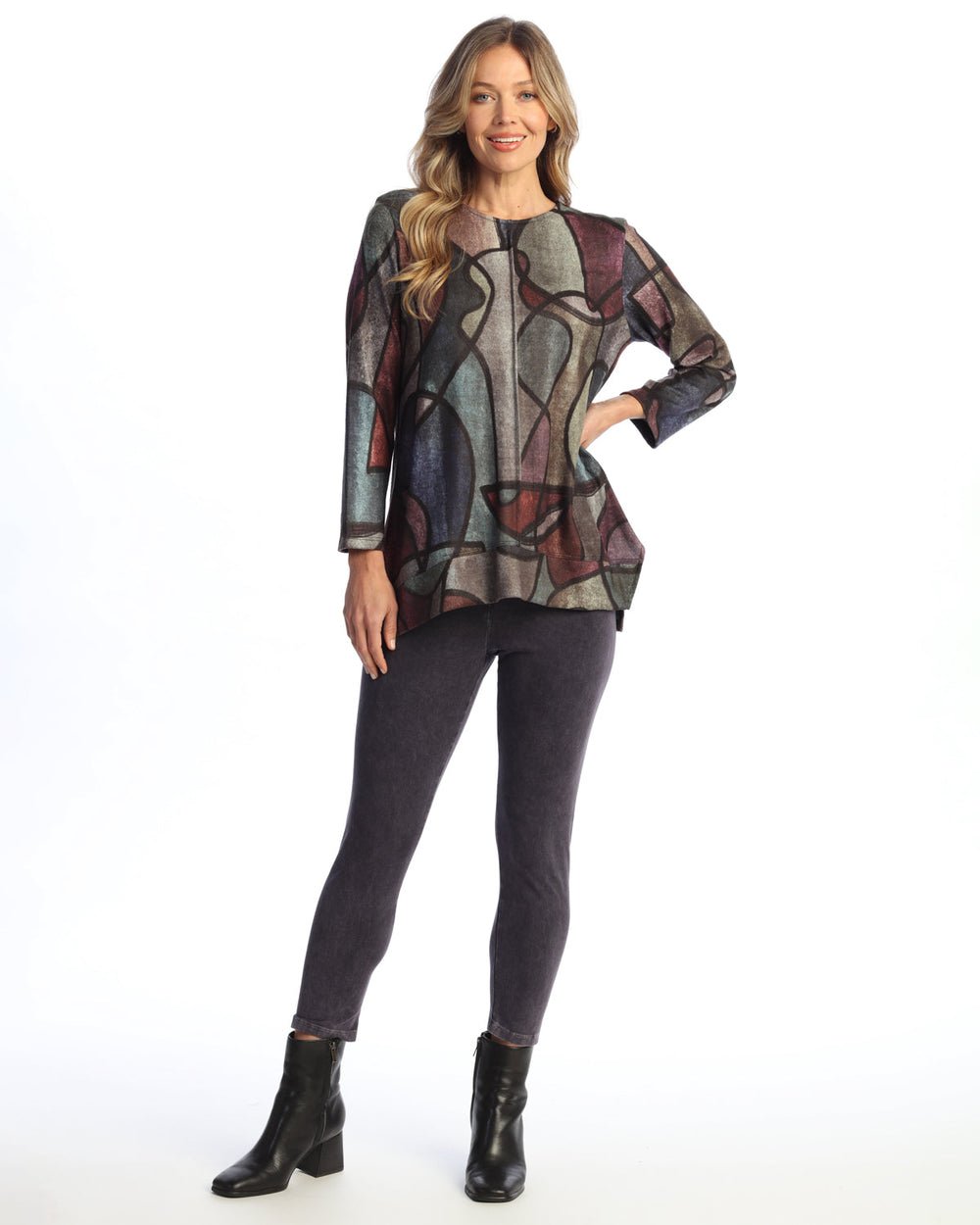 MELODY BRUSHED KNIT TUNIC TOP
