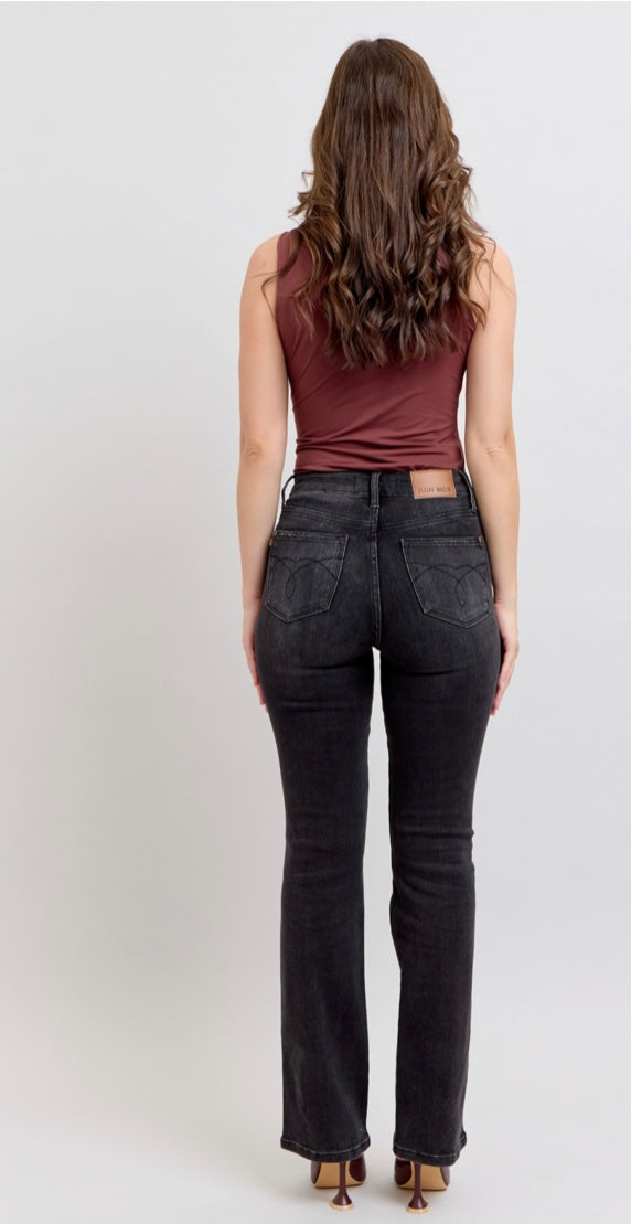 SEVDA BLACK HIGH WAIST TUMMY CONTROL BOOTCUT JEANS