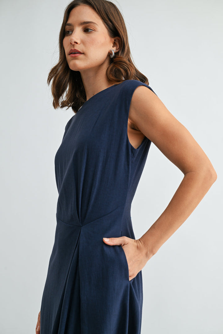 INKY NAVY CAP SLEEVE MAXI DRESS