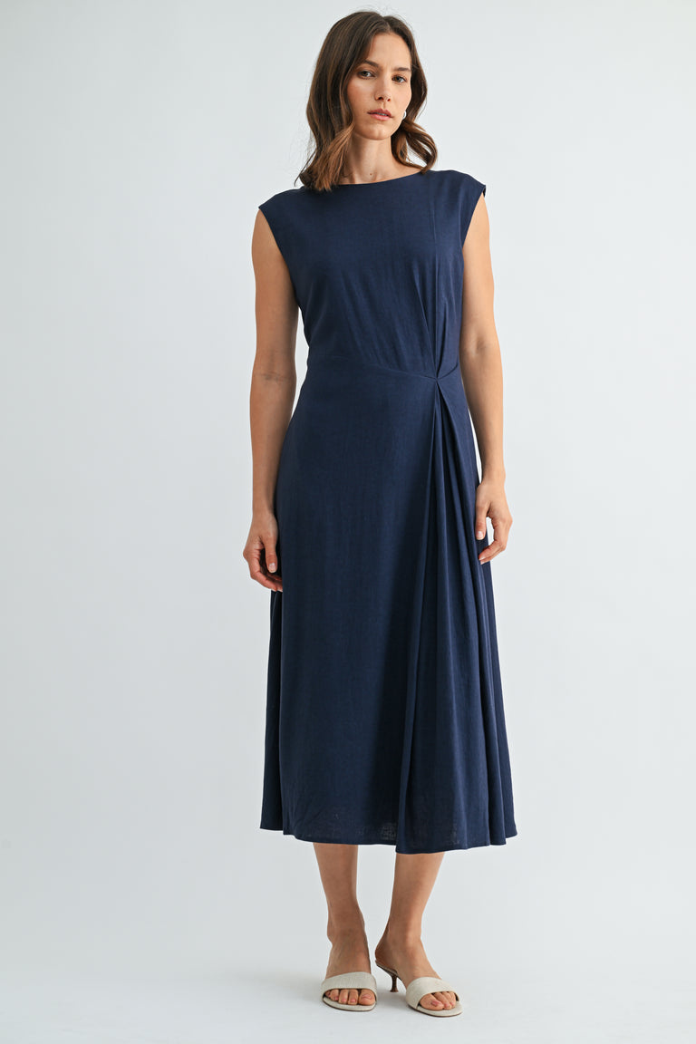 INKY NAVY CAP SLEEVE MAXI DRESS