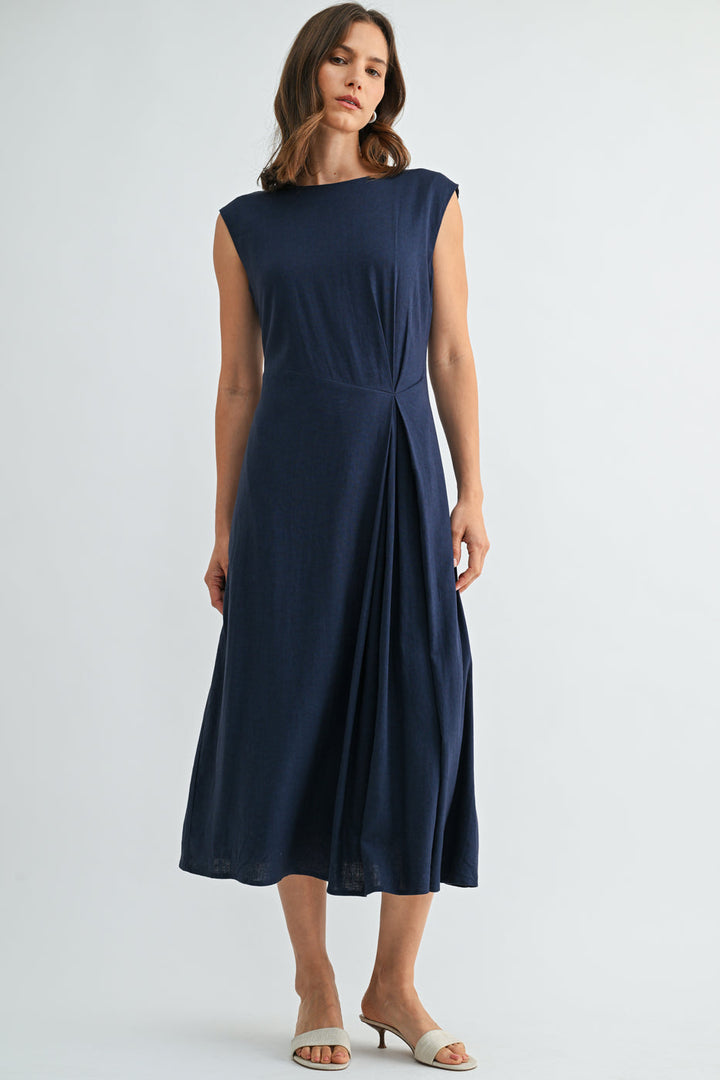 INKY NAVY CAP SLEEVE MAXI DRESS