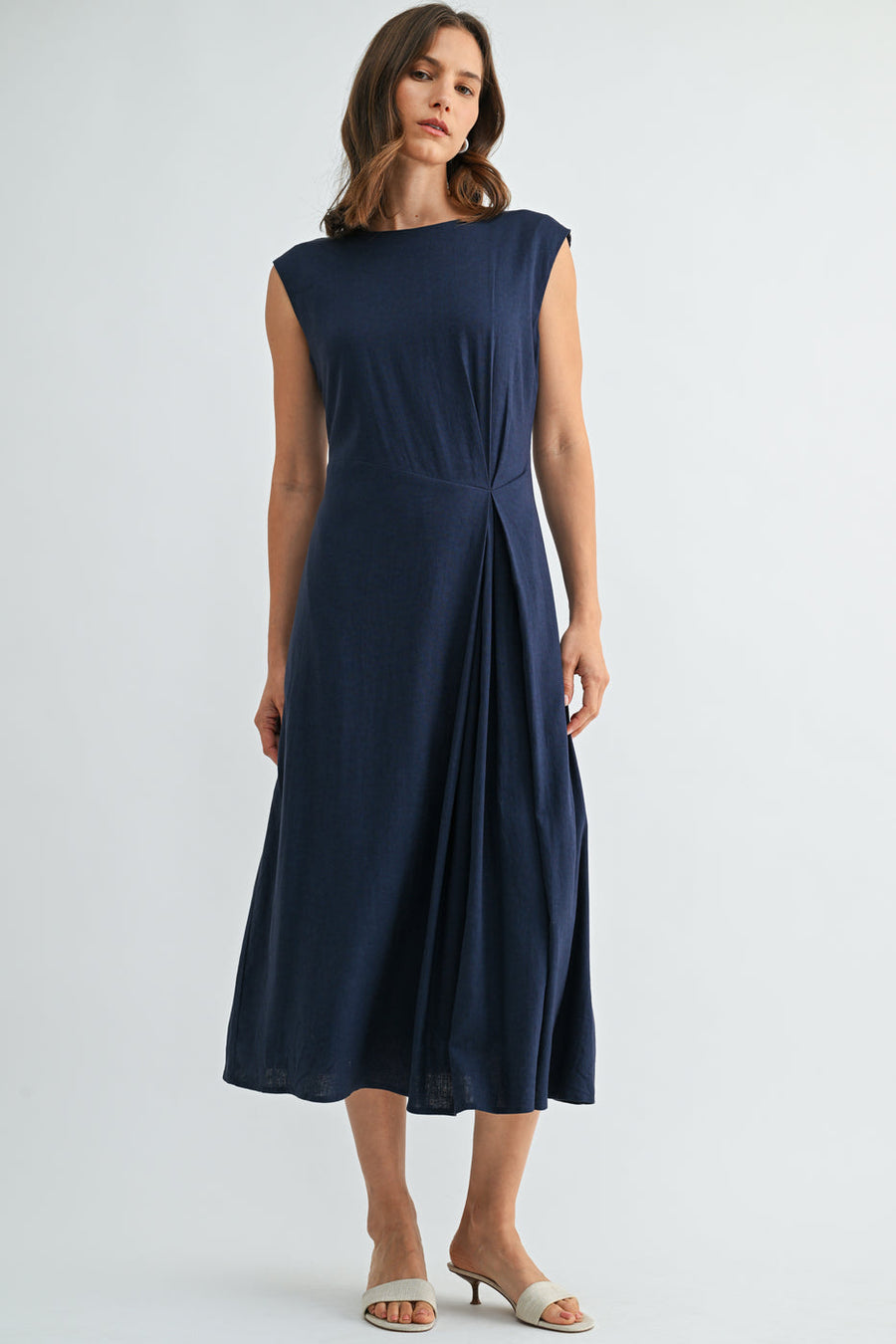 INKY NAVY CAP SLEEVE MAXI DRESS
