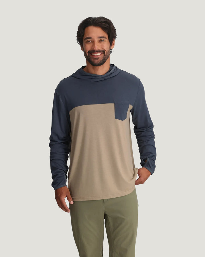 MEN'S STORM CLOUD & DESERT TAN BAMBOO HYBRID HOODIE