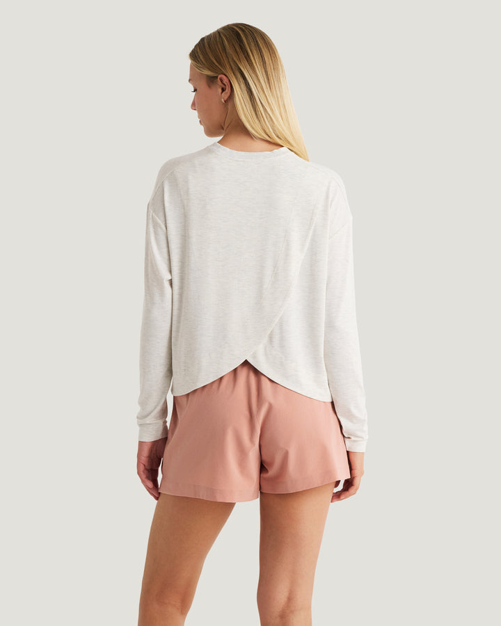 OFF WHITE HEATHER BAMBOO SHADE CROSSOVER LONG SLEEVE