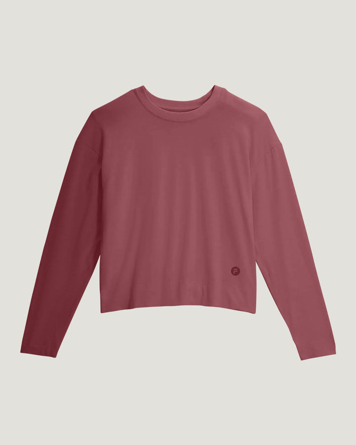PLUM BAMBOO SHADE CROSSOVER LONG SLEEVE TOP
