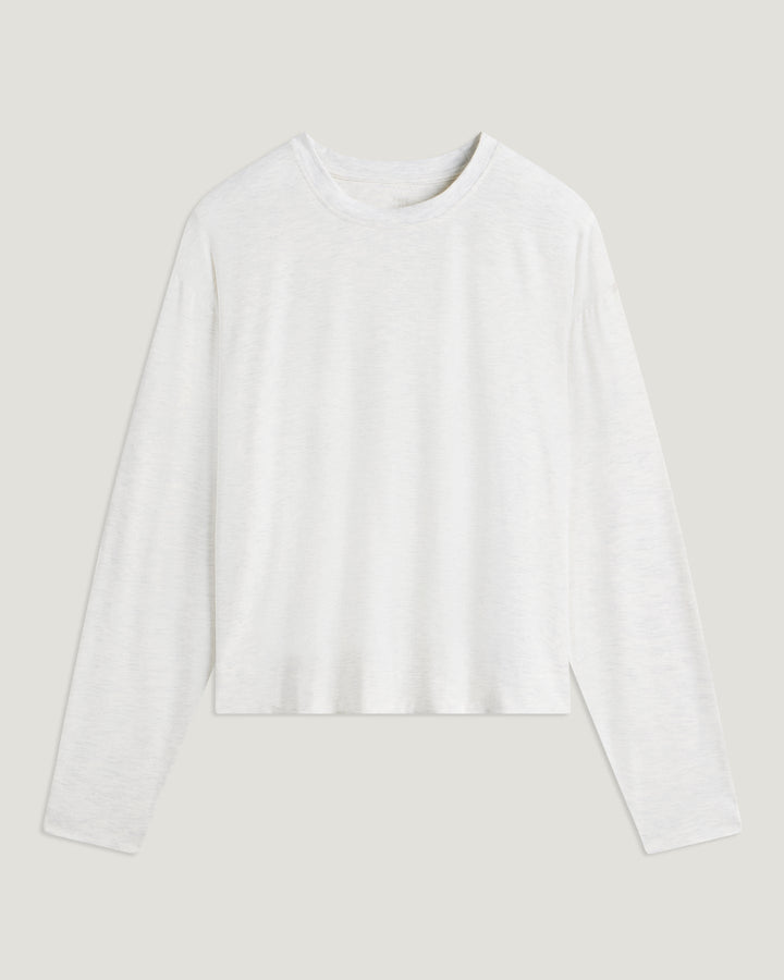 OFF WHITE HEATHER BAMBOO SHADE CROSSOVER LONG SLEEVE