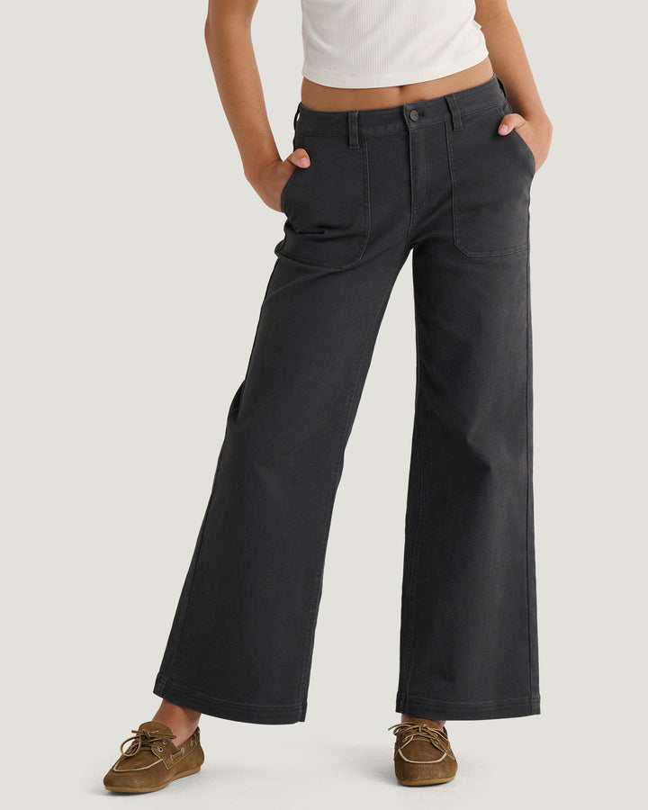 ANTHRACITE FOLLY TWILL WIDE LEG PANT