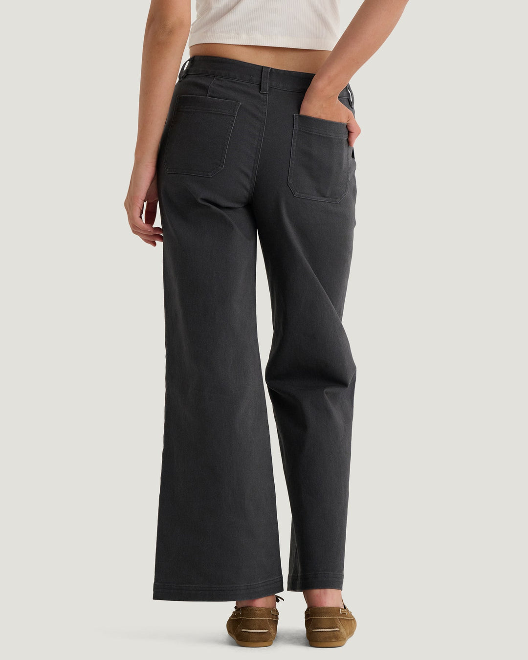 ANTHRACITE FOLLY TWILL WIDE LEG PANT