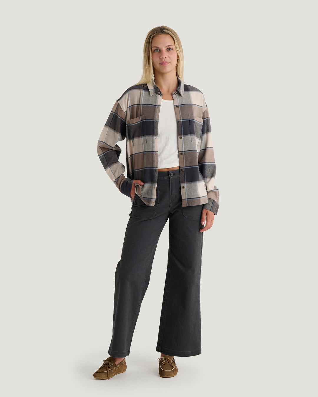 ANTHRACITE FOLLY TWILL WIDE LEG PANT