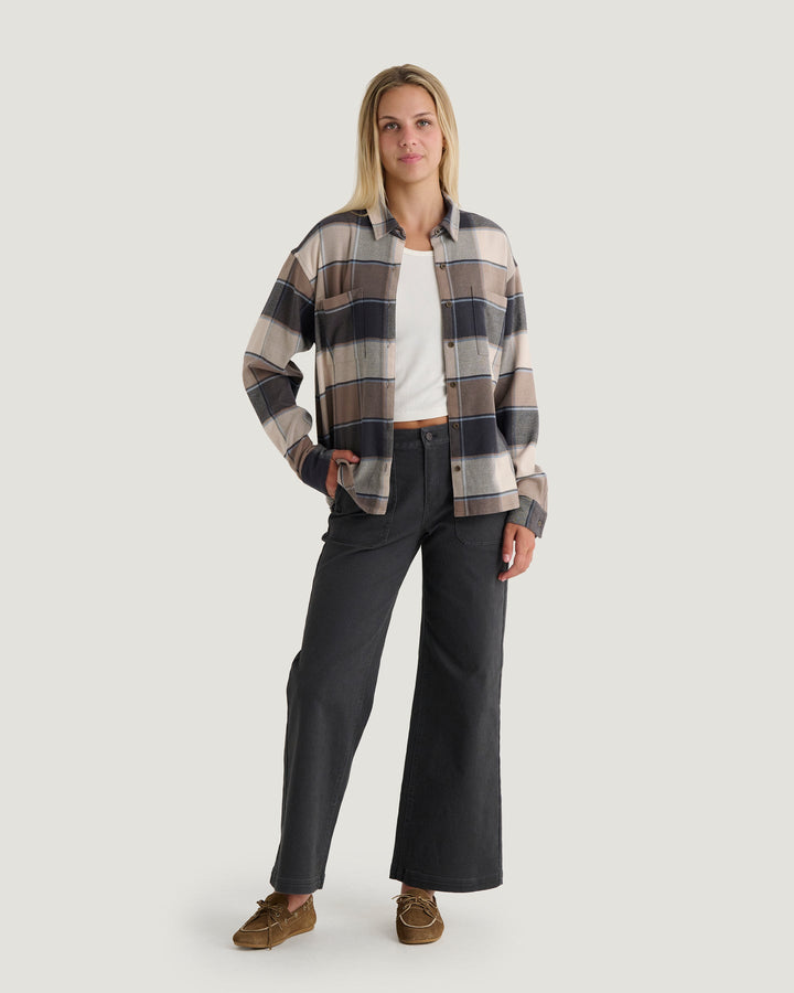 ANTHRACITE FOLLY TWILL WIDE LEG PANT