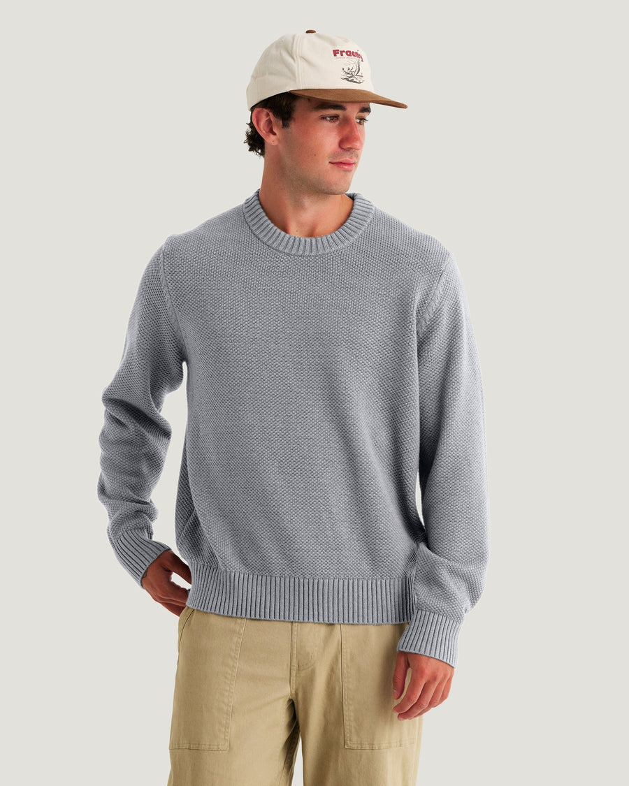 MEN'S LIGHT HEATHER GREY COASTLOOM CREW SWEATER
