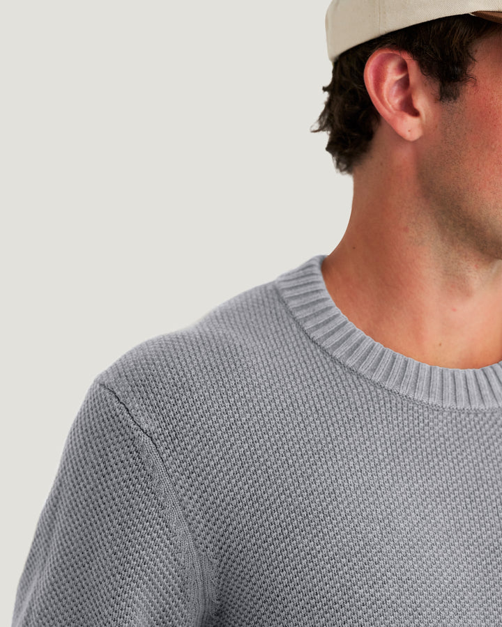 MEN'S LIGHT HEATHER GREY COASTLOOM CREW SWEATER