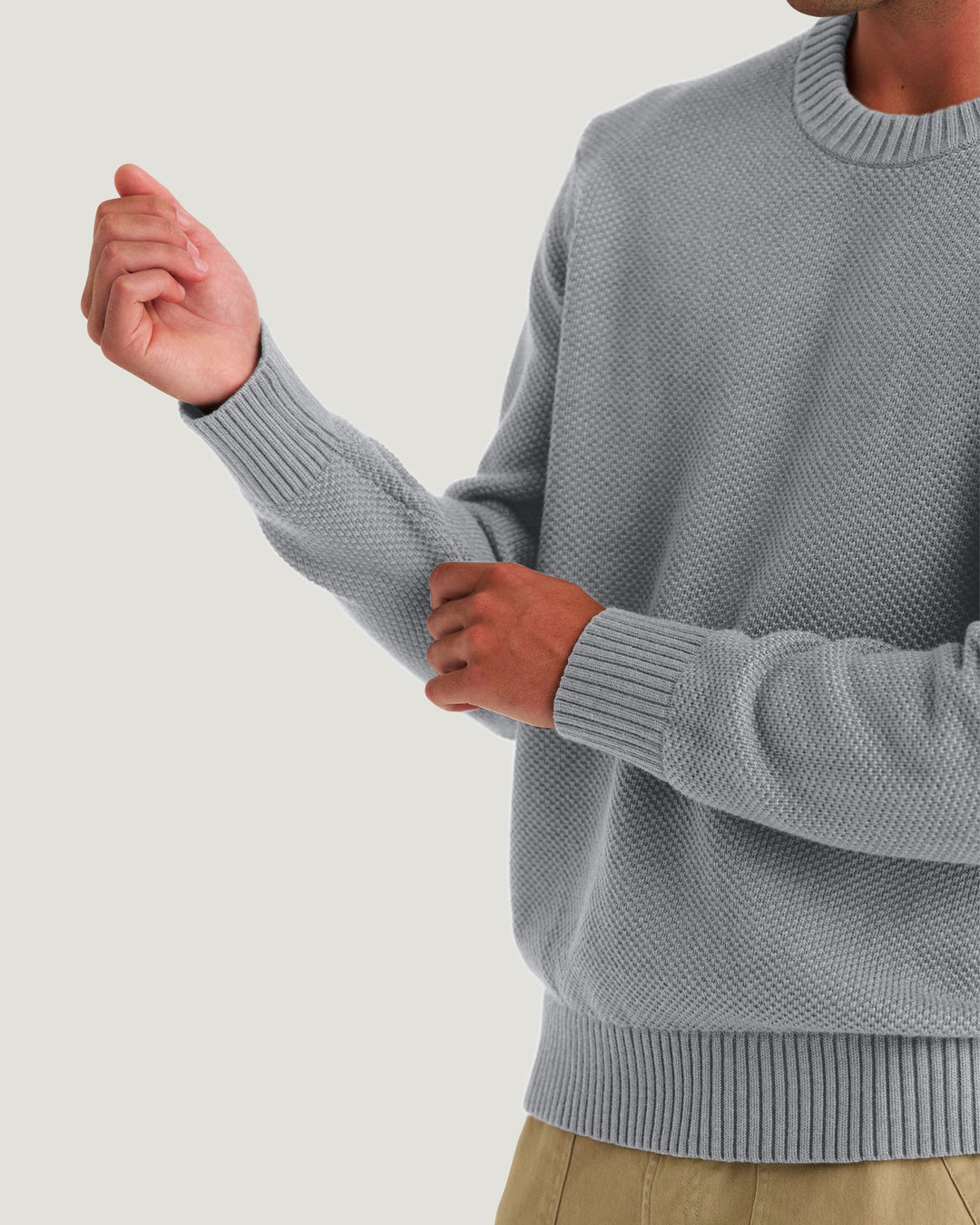 MEN'S LIGHT HEATHER GREY COASTLOOM CREW SWEATER
