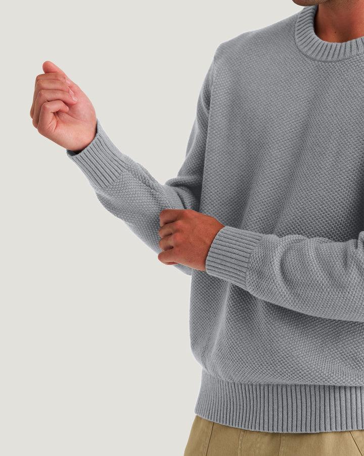 MEN'S LIGHT HEATHER GREY COASTLOOM CREW SWEATER