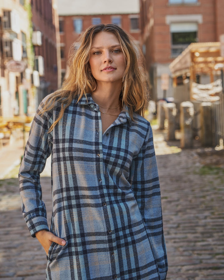 LYNDEN BLUE PLAID KNIT DRESS