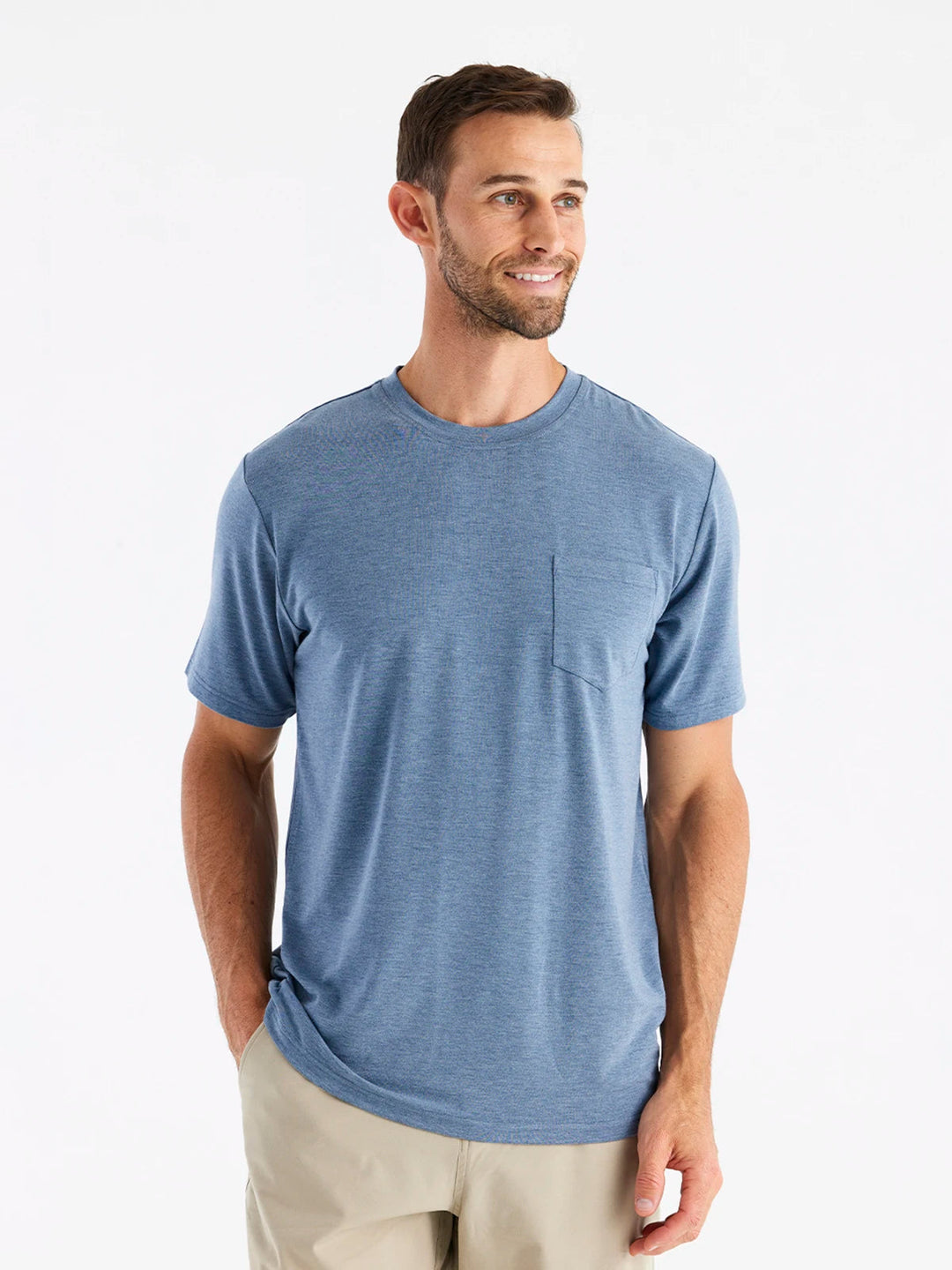 MEN'S HEATHER DEEPWATER FLEX POCKET TEE
