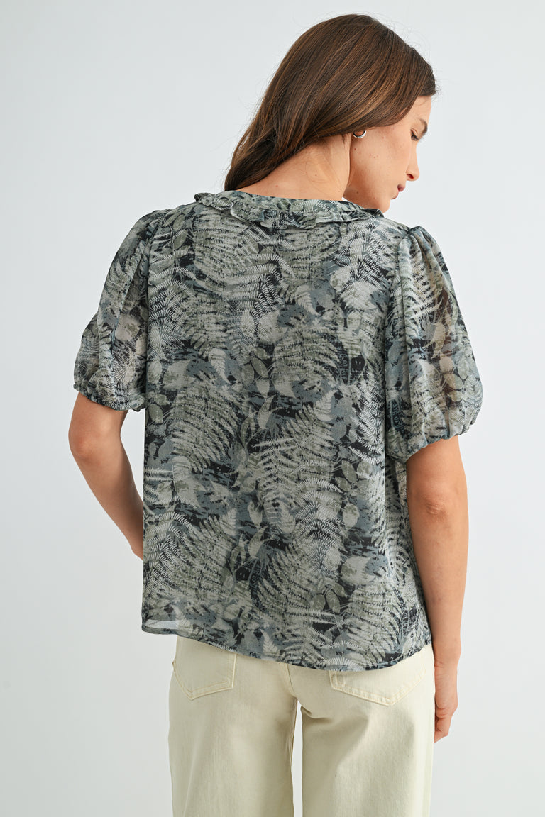 FERN RUFFLE NECK BLOUSE